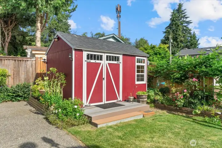 This is one of three storage sheds on the property, which could also serve as an ideal outdoor retreat or hobby space.