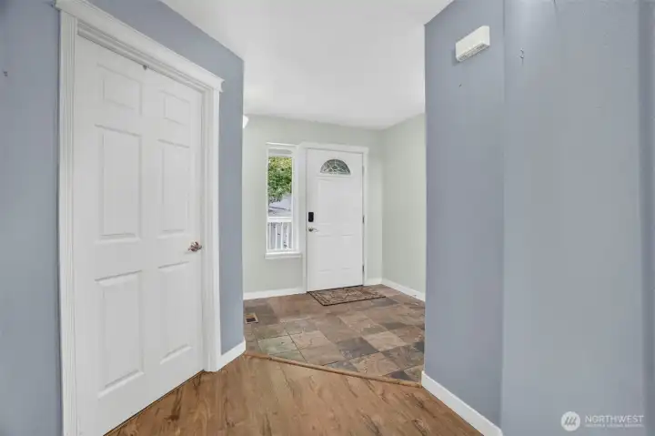 View of the entryway from the living room. View of the entryway from the living room.