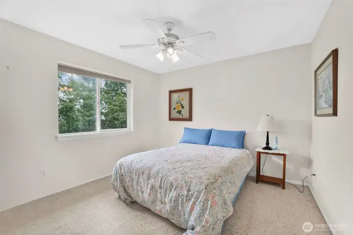 Upstairs bedroom#2 and ceiling fan. Upstairs bedroom#2 and ceiling fan.