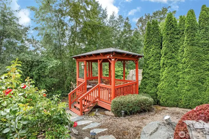 Gazebo is connected with main home electricity. Gazebo is connected with main home electricity.