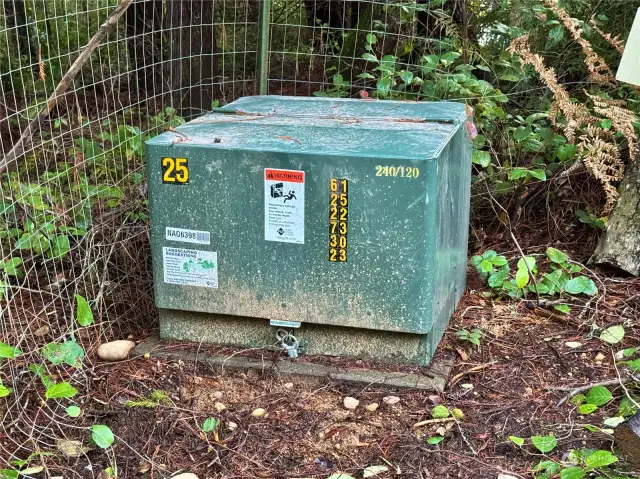 Underground property near the property's NW corner.