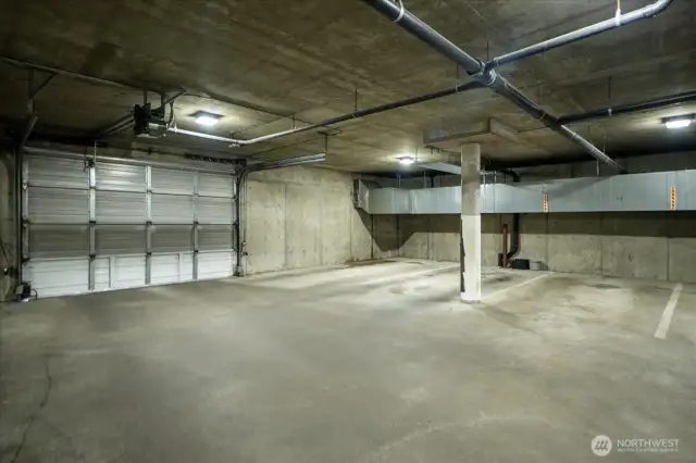 Secure parking garage in modern building