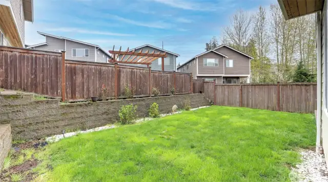 Fully fenced backyard for added privacy.