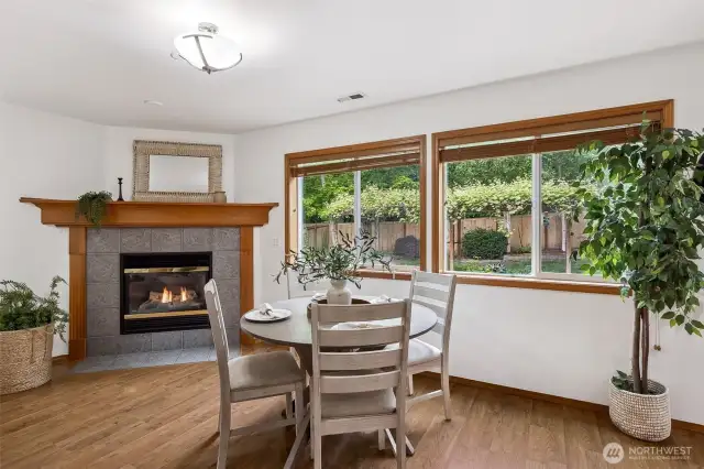Enjoy the serene greenspace view while dining.