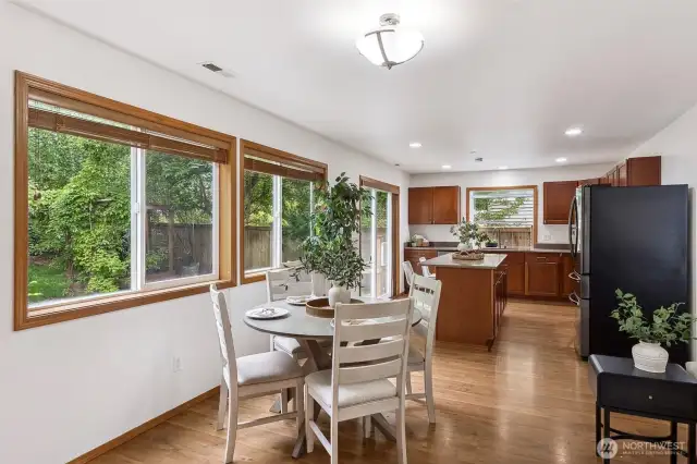 Rows of windows allow for natural light.