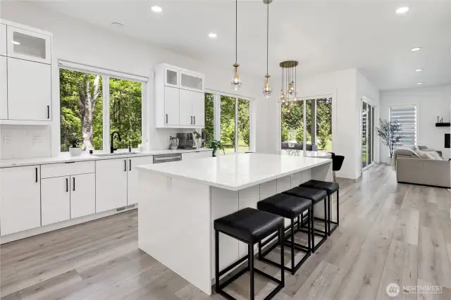 Kitchen all looking onto your private backyard.