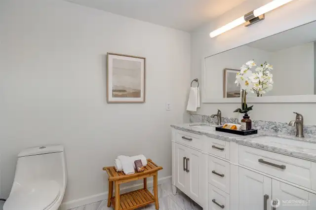 Primary bathroom with double sink