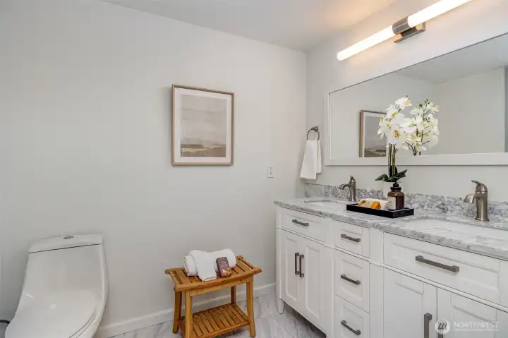 Primary bathroom with double sink