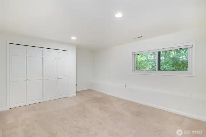 Lower level bedroom with large closet