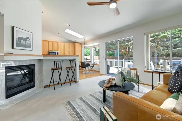 Easy living and entertaining from the kitchen into the family room with gas fireplace
