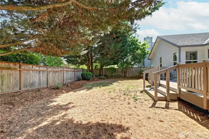 Fully fenced back yard.