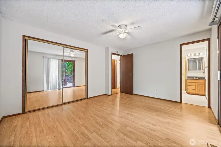 Generous closet space in the primary bedroom offers excellent storage and easy organization.