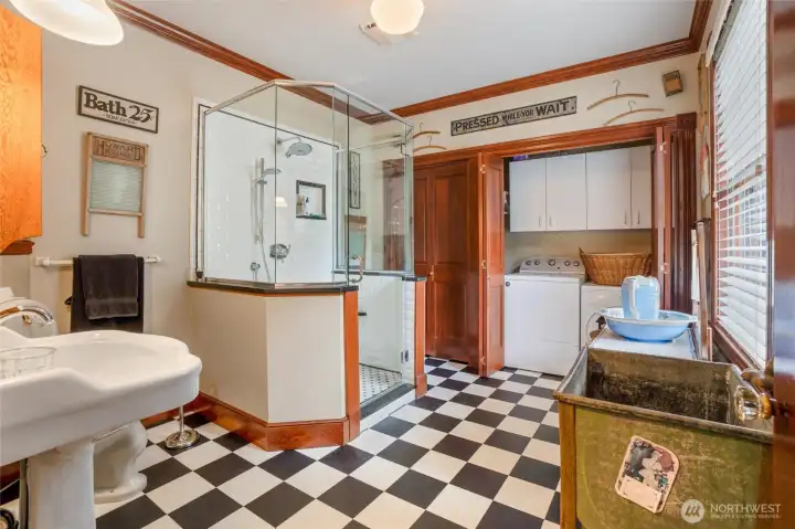 The washer and dryer are conveniently located in the closet of the guest bathroom and on the second floor where most of your laundry is generated.