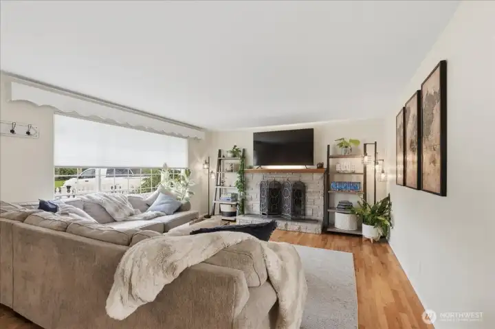 Rich red oak hardwood floors throughout the home.