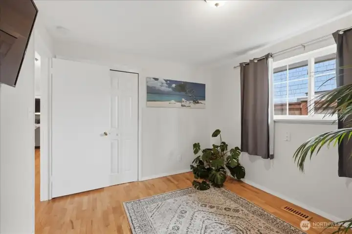 Lots of natural light pours into the room.