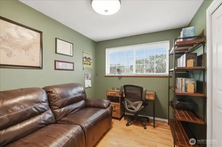 Bedroom three currently being used as a home office.