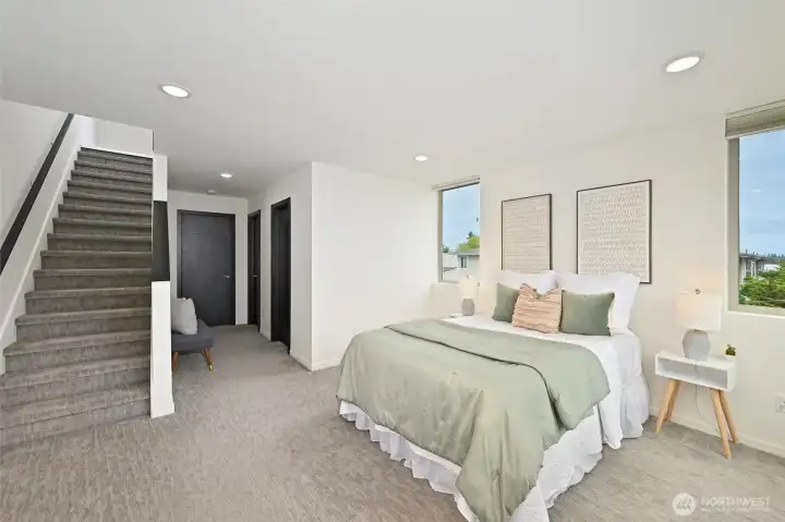 Upstairs to the rooftop deck.