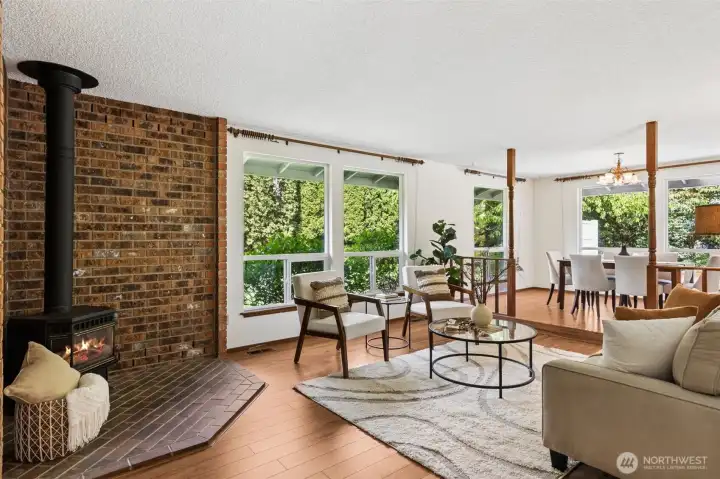 Large open windows with exterior sun shades to help keep the home cool and comfortable during the summer months.