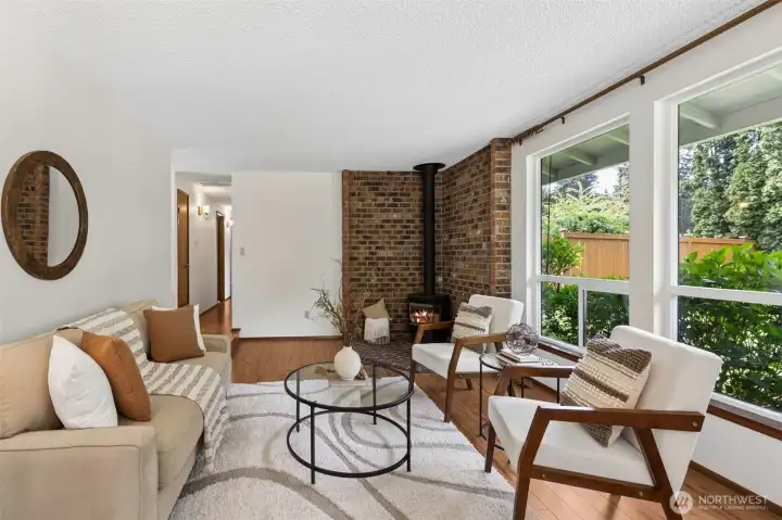 Cozy gas fireplace creating a warm and inviting living space.