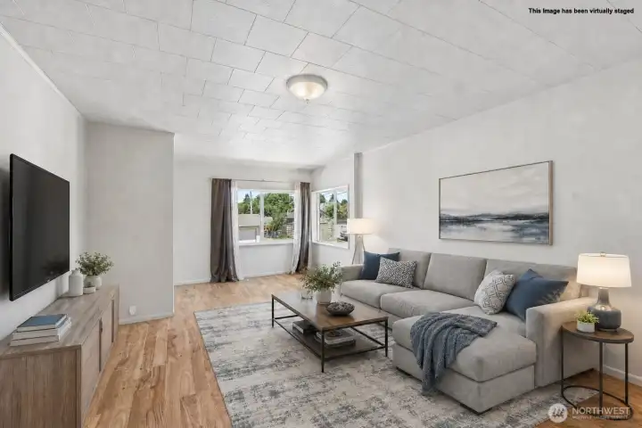 Living room virtually staged