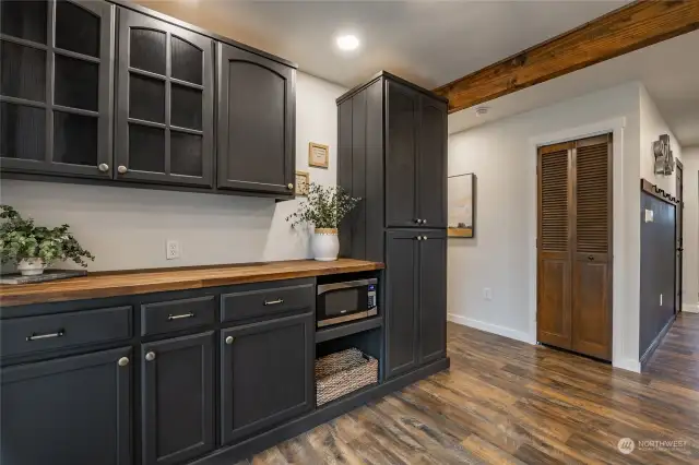 Dining - built-in pantry and buffet w/ butcher block countertop