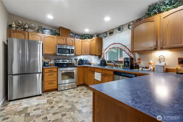 Kitchen with new Samsung refrigerator