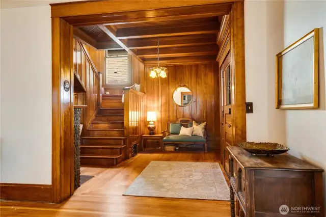 It's time to take the front staircase that draws notice as soon as one comes in the front door. Remember, there's that back staircase just outside the kitchen near the den as well.