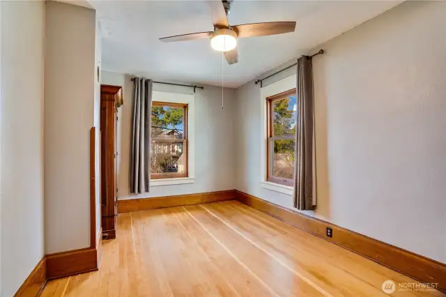 This final 2nd floor room, located in the NW corner, offers a wardrobe in lieu of a closet.