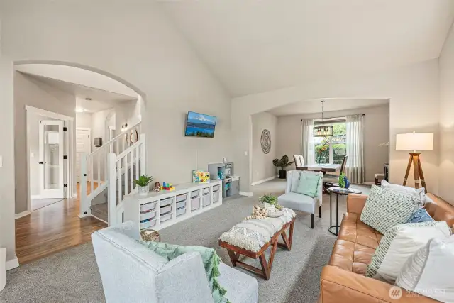 View to entryway and office entry from formal living