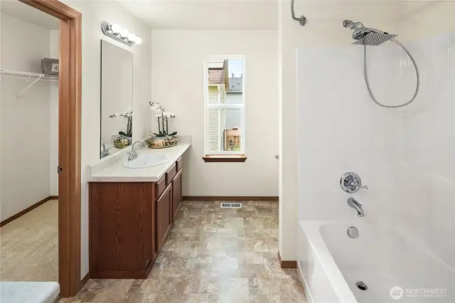 Large walk in closet off primary bathroom.