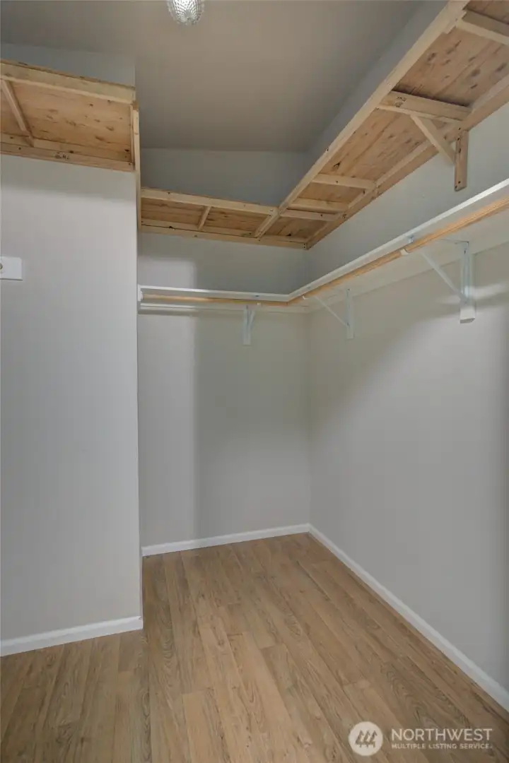 Walk-in closet in master bathroom