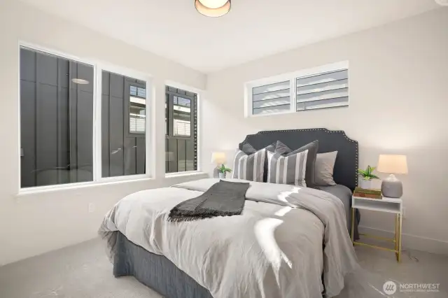 One of the additional bedrooms on the upper level.