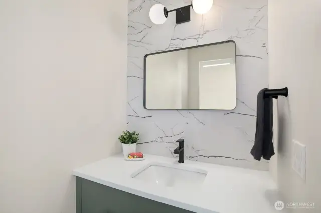 Main floor has a powder room.