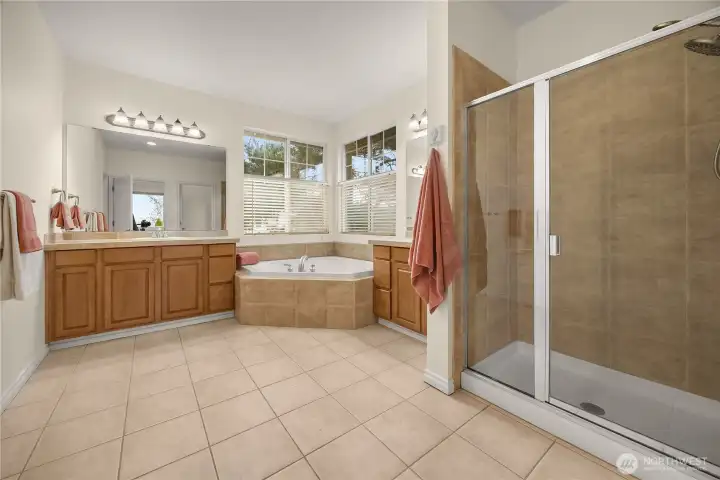 Primary 5 Piece bath with soaking tub.