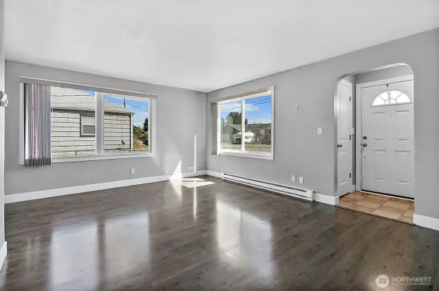 Entry way with coat closet.