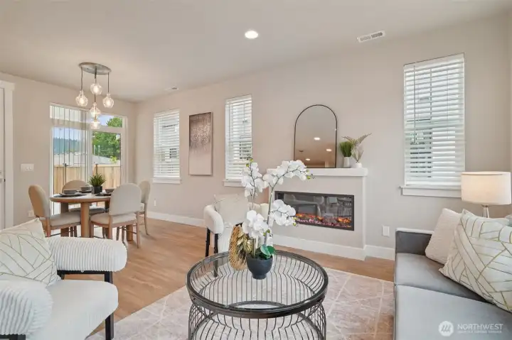 Spacious greatroom with beautiful fireplace