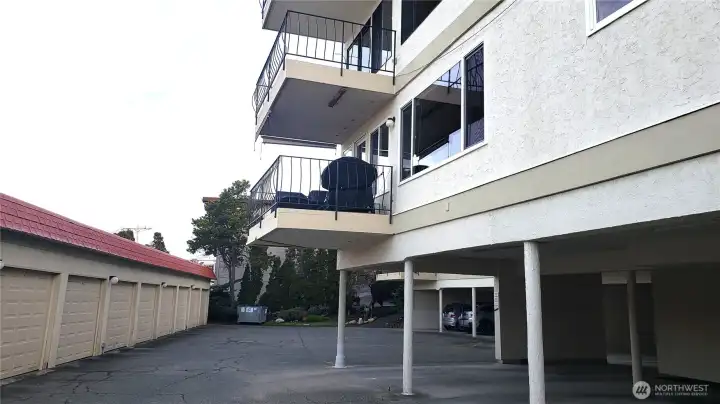 Wonderful space to chat with neighbors or pick  plums and rhubabrb from the garden space at the far end.