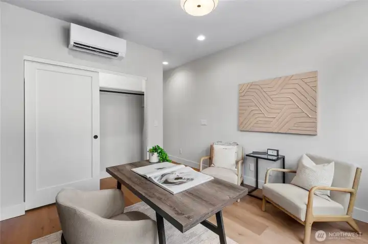 This flexible space works beautifully as a den or an exercise room, offering a calm, uncluttered environment that adapts to your lifestyle. With soft lighting, clean lines, and ample floor space, it’s ideal for focused workouts, quiet reading, or productive work sessions. The neutral palette and thoughtful layout make it easy to personalize for movement or relaxation.