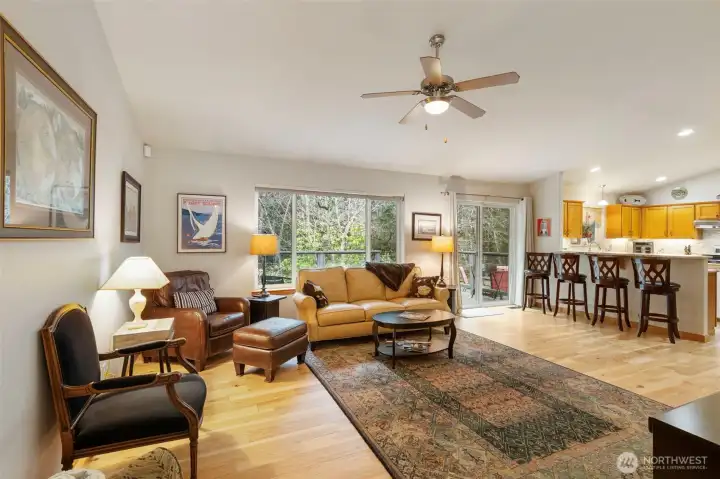 Wood wrapped windows, oversized rooms, and oodles of storage throughout.