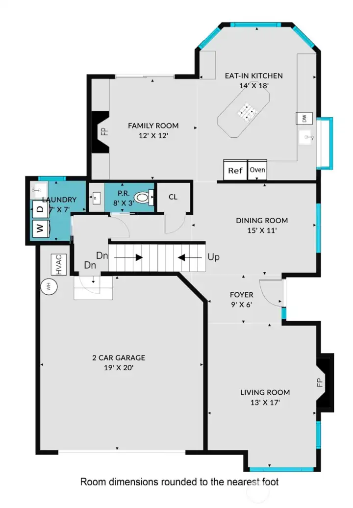 Your main floor includes a large 2 car garage, as well as all this living space.