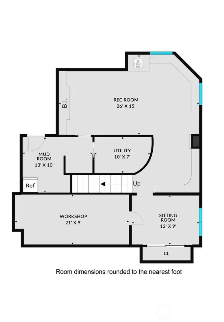 Downstairs is your office, a 4th bedroom, the secret room, and so much storage!