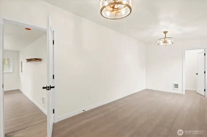 Another angle of the bedroom looking towards closet and back into living area.