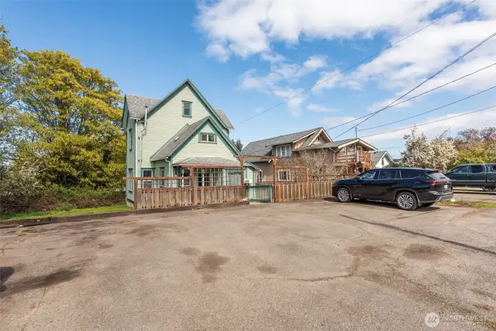 South side with many parking spots available