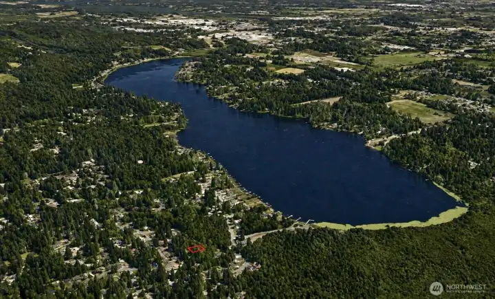 Overhead view with approximate boundaries in red.