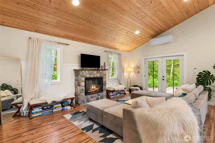 Electric Fireplace with Stone Surround