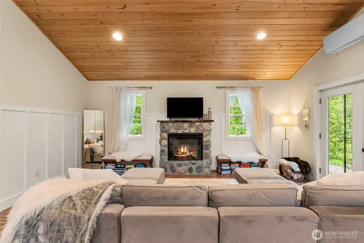 while the open layout offers an ideal setting for gathering and entertaining.