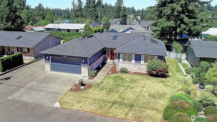 Aerial view of the home looking North