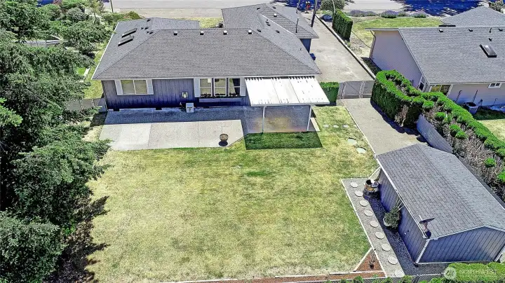 Aerial view facing South.