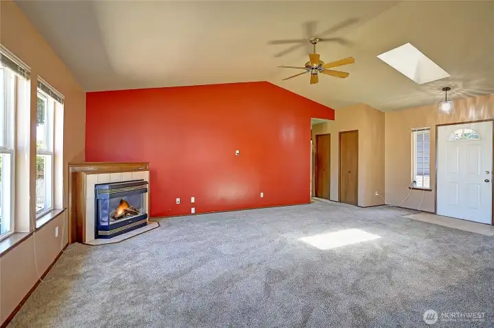 Large spacious living room with vaulted ceilings