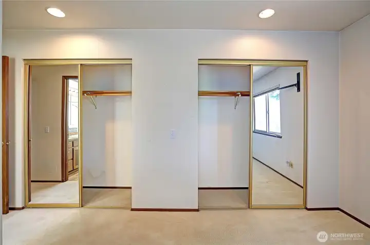 The primary bedroom closets